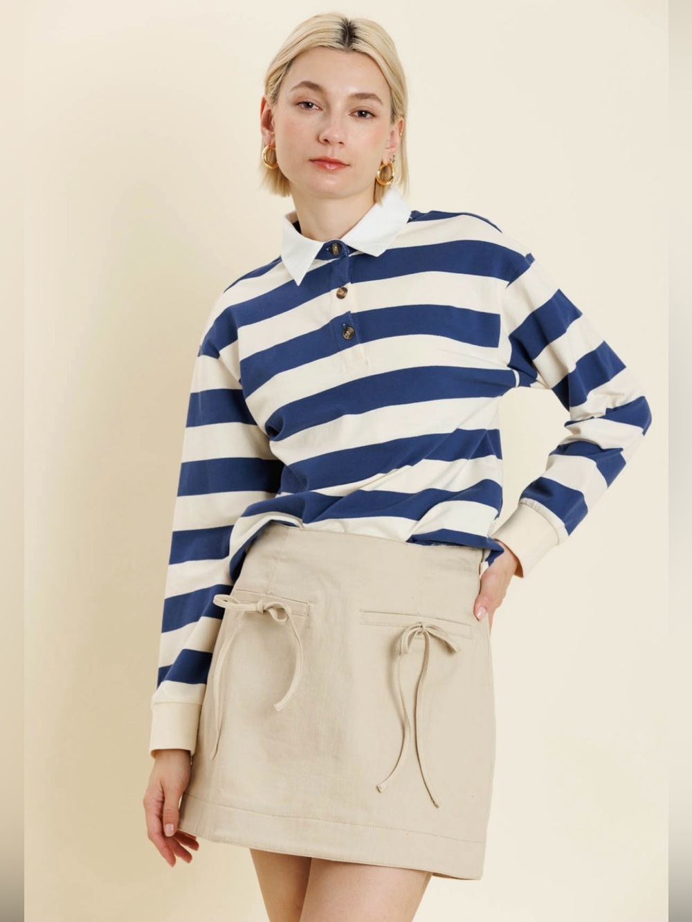 AUREUM Label 100% Cotton Striped Polo Rugby Shirt NWOT